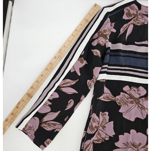 Rachel Roy Black Floral Illusion Neckline Mini Shift Dress Womens Sz Large - Picture 11 of 15